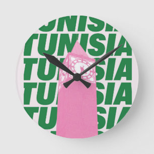 Retro Tunesien Uhr Poster   Vintage Reise-Inspirat