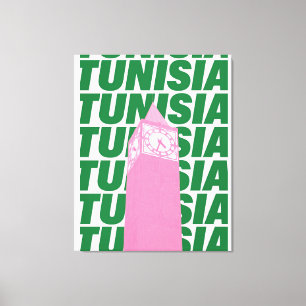 Retro-Tunesien-Uhrposter   Vintage Reise-Inspirati Leinwanddruck