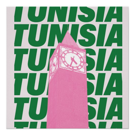 Retro Tunisia Clock Poster | Vintage Travel-Inspir (Vorderseite)