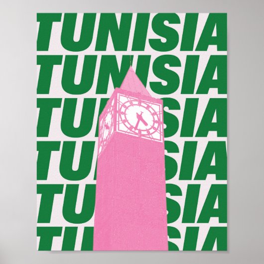 Retro Tunisia Clock Poster | Vintage Travel-Inspir (Vorne)