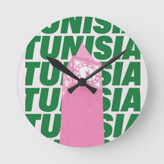 Retro Tunisia Clock Poster | Vintage Travel-Inspir Runde Wanduhr