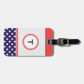 Retro Tupfenentwurf mit Monogramm Gepäckanhänger (Vorderseite horizontal)