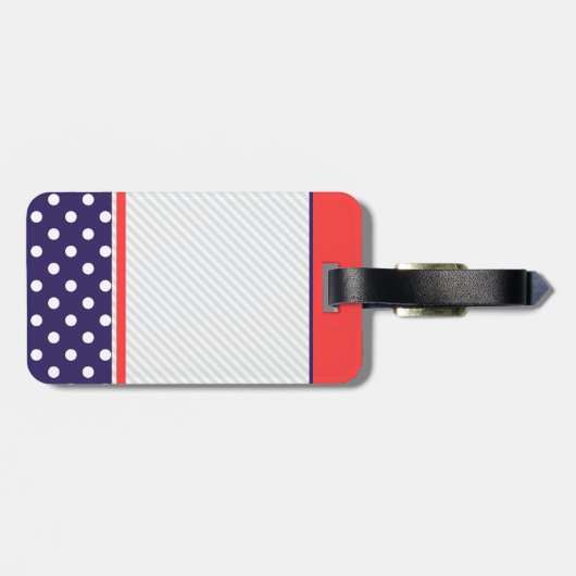 Retro Tupfenentwurf mit Monogramm Gepäckanhänger (Rückseite horizontal)