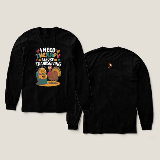 Retro Turkey Therapy  Tri-Blend Shirt (Design Vorderseite & Rückseite)