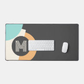 Retro Türkis Aquamarin Blue Yellow Black Gray Art Schreibtischunterlage (Tastatur & Maus)