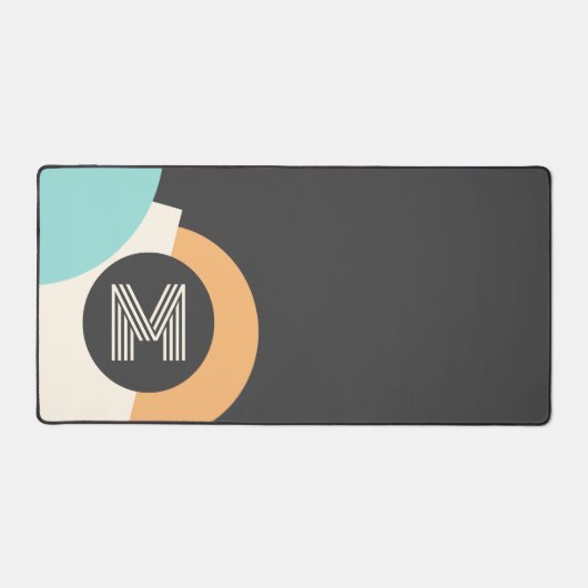 Retro Türkis Aquamarin Blue Yellow Black Gray Art Schreibtischunterlage (Vorderseite)