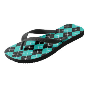 Retro Türkis Argyle Flip Flops Badesandalen