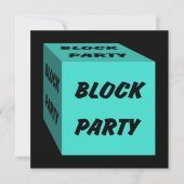 Retro Türkis-Block-Party-sozial-Einladung Einladung (Vorderseite)
