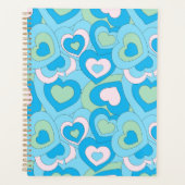Retro Türkis Blue Heart Planner Planer (Vorderseite)