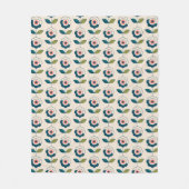 Retro Türkis-Blumenmuster Fleecedecke (Vorderseite)