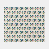Retro Türkis-Blumenmuster Fleecedecke (Vorderseite (Horizontal))