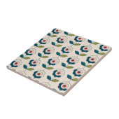 Retro Türkis-Blumenmuster Fliese (Seite)