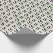 Retro Türkis-Blumenmuster Geschenkpapier (Ecke)