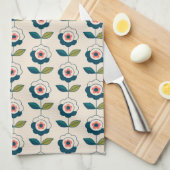 Retro Türkis-Blumenmuster Geschirrtuch (Viertel Falte)