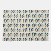 Retro Türkis-Blumenmuster Geschirrtuch (Horizontal)