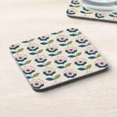 Retro Türkis-Blumenmuster Getränkeuntersetzer (Linke Seite)