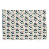 Retro Türkis-Blumenmuster Kissenbezug (Rückseite-Rechts)