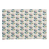 Retro Türkis-Blumenmuster Kissenbezug (Vorderseite-Rechts)