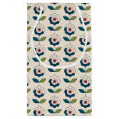 Retro Türkis-Blumenmuster Kleine Geschenktüte (Rückseite)