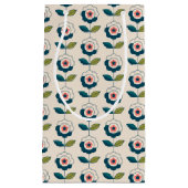 Retro Türkis-Blumenmuster Kleine Geschenktüte (Vorderseite)