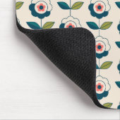 Retro Türkis-Blumenmuster Mousepad (Ecke)