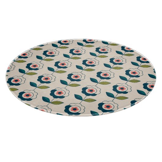 Retro Türkis-Blumenmuster Schneidebrett (Ecke)