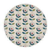 Retro Türkis-Blumenmuster Schneidebrett (Vorderseite)