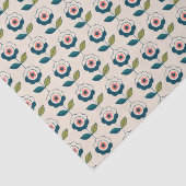 Retro Türkis-Blumenmuster Seidenpapier (Ausschnitt)