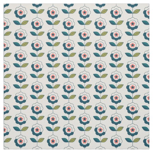 Retro Türkis-Blumenmuster Stoff (Muster)