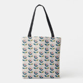 Retro Türkis-Blumenmuster Tasche (Rückseite)