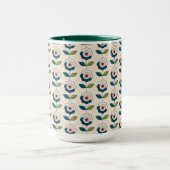 Retro Türkis-Blumenmuster Tasse (Zentrum)
