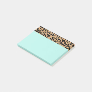 Retro Türkis Büroleoparden-Druck Post It Notizen