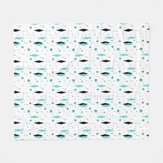 Retro Türkis-Diamant u. Fleecedecke (Vorderseite (Horizontal))