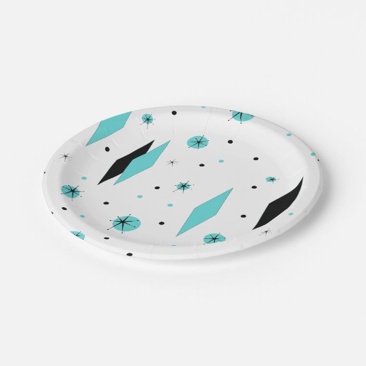 Retro Türkis-Diamant u. Pappteller (Schrägansicht)