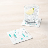 Retro Türkis-Diamant u. Rechteckiger Pappuntersetzer (Vor Ort)