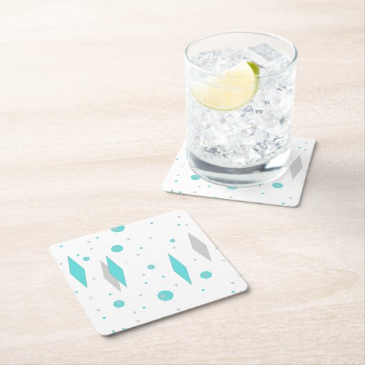 Retro Türkis-Diamant u. Rechteckiger Pappuntersetzer (Vor Ort)