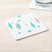 Retro Türkis-Diamant u. Rechteckiger Pappuntersetzer (angewinkelt)