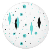 Retro Türkis-Diamant-u. Sternexplosion-Keramik-Zug Keramikknauf (Vorderseite)