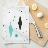 Retro Türkis-Diamant u. Sternexplosion-Küchen-Tuch Handtuch (Viertel Falte)