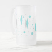 Retro Türkis-Diamant u. Sternexplosion-Tasse Mattglas Bierglas (Vorderseite Links)