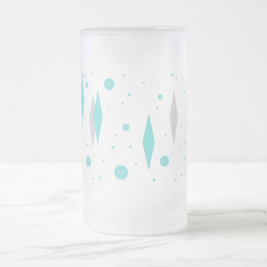 Retro Türkis-Diamant u. Sternexplosion-Tasse Mattglas Bierglas (Mittel)