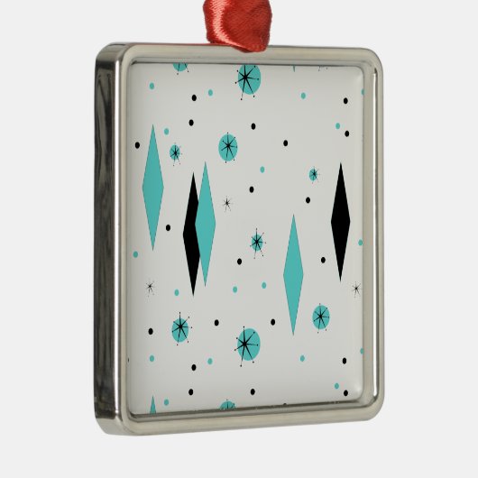 Retro Türkis-Diamant-u. Sternexplosion-Verzierung Silbernes Ornament (Rechts)