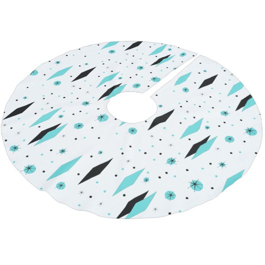 Retro Türkis-Diamant-Weihnachtsbaum-Rock Polyester Weihnachtsbaumdecke (Schrägansicht)