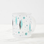 Retro Türkis-Diamanten u. Sternexplosion-mattierte Mattglastasse (VorderseiteRechts)