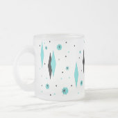 Retro Türkis-Diamanten u. Sternexplosion-mattierte Mattglastasse (Links)