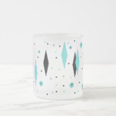 Retro Türkis-Diamanten u. Sternexplosion-mattierte Mattglastasse (Mittel)