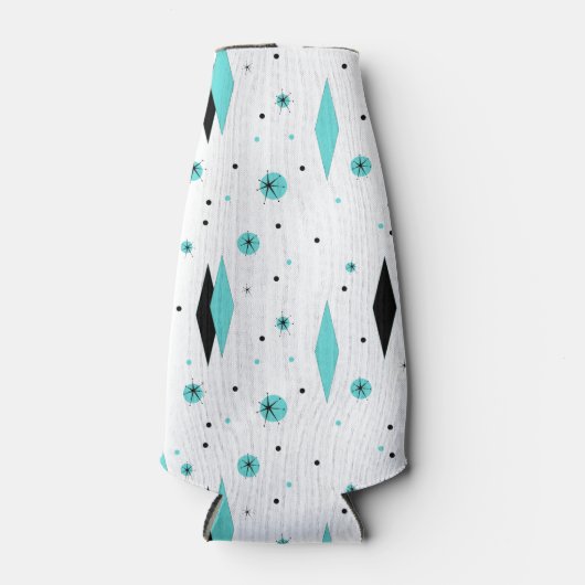 Retro Türkis Diamonds & Sternexplosion Flasche Coo Flaschenkühler (Vorderseite)