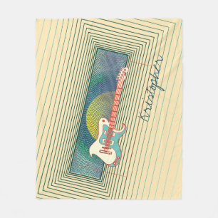 Retro Türkis E-Gitarre Cooler Personalisierter Nam Fleecedecke