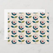 Retro Türkis Floral Muster Feiertagspostkarte (Vorne/Hinten)