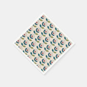 Retro Türkis Floral Muster Serviette (Ecke)